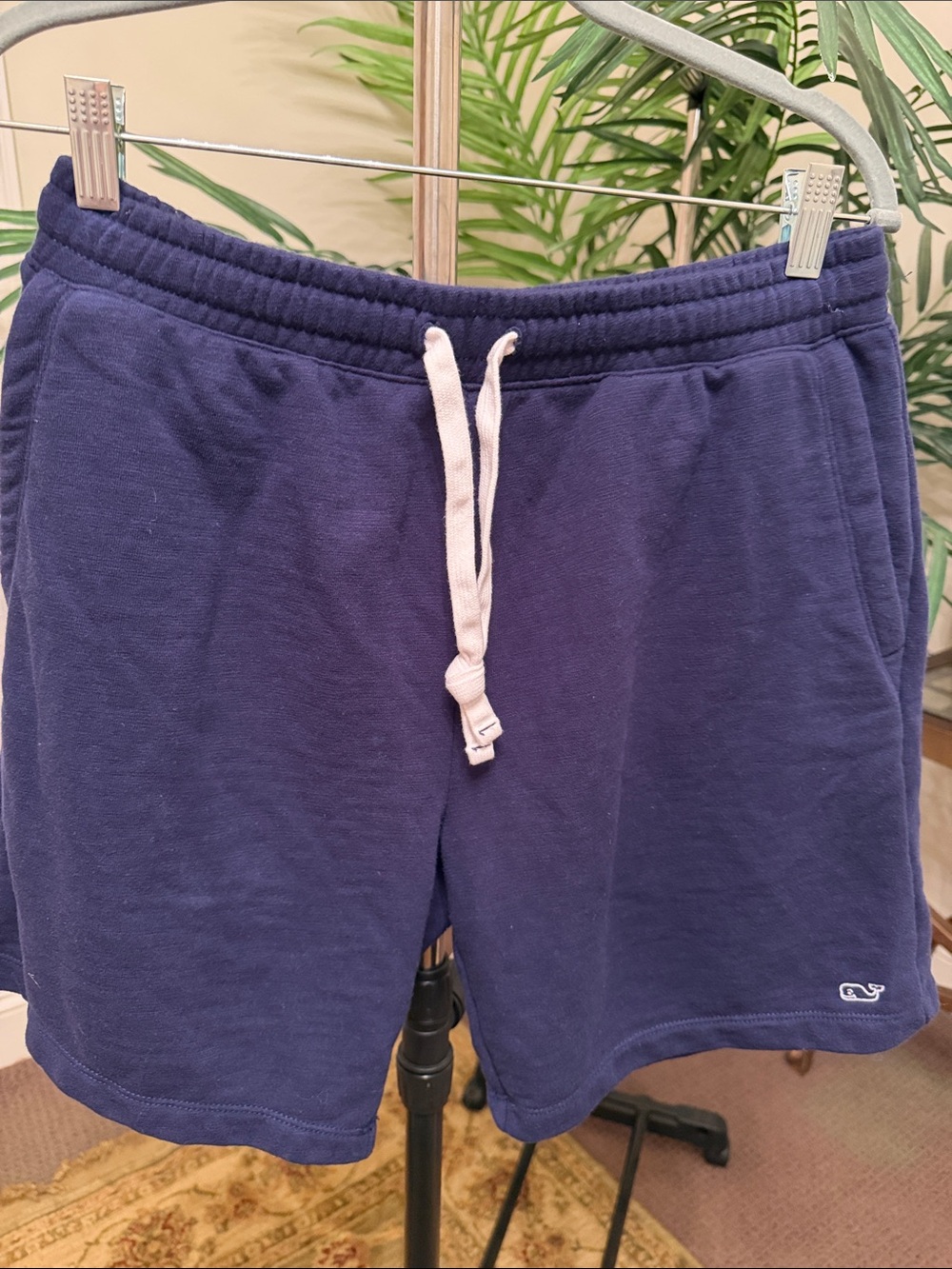 Vineyard Vines Navy Athletic Shorts with Light Pink Drawstring